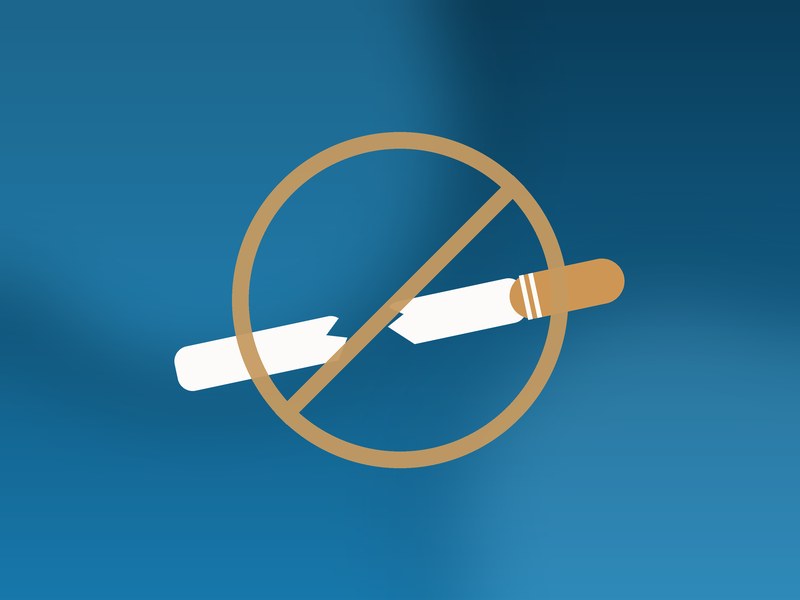 Cigarette brisée barrée d’un symbole d’interdiction
